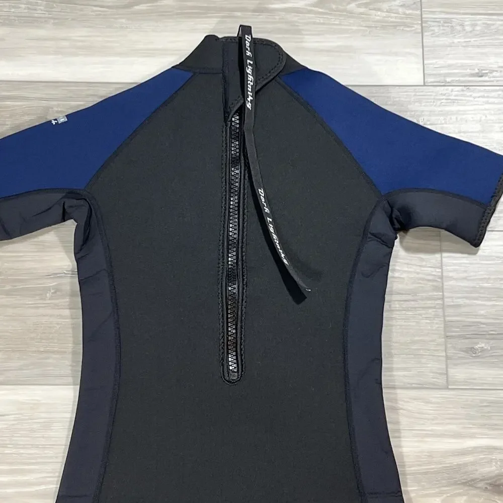 Dark Lightning Wetsuit Youth Size 12 Black Blue Back Zip New
